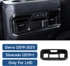 Car Rear Armrestbox Air Outlet Vent Sticker ABS Carbon Fiber Decal Interior Trim Cover for 2019-2025 Chevy Silverado | for GMC Sierra 2019-2021 1500 2500 3500 HD Accessories