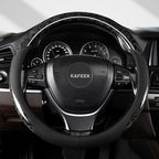 Wood Grain Steering Wheel Cover Microfiber Leather Universal 14 1/2-15 inch, Car Steering Wheel Cover Men Women, Comfortable, Anti-Slip, Odorless, Black
