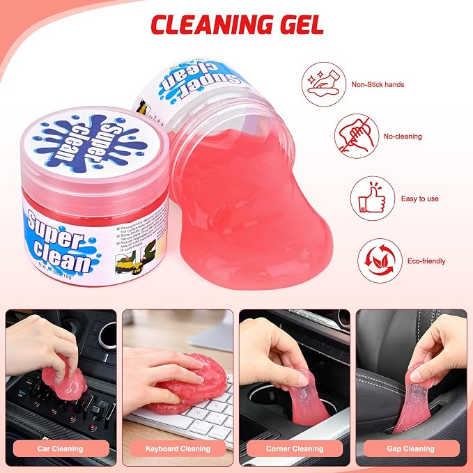 15PCS Car Detailing Kit Auto Cleaning Tools Wash Set with Storage Carry Bag Beginners Easy to Use for Interior Exterior Car Care Clean Windshield Dashboard Seat Air Vents Wheels Tires, Red