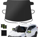 Windshield Cover for Ice and Snow [3-Second Snow Removal & 7-Layer Full Coverage] 6-Point Snowproof Fixation & Reflective Mirror Covers, Fits Sedans and Compact SUVs M (62'' x 49'')