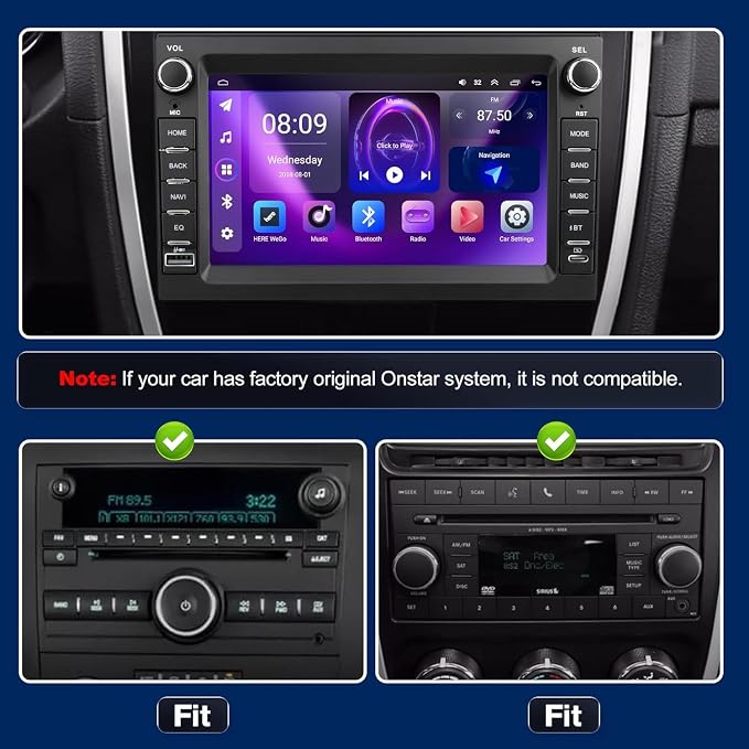 7" Car Radio for Chevy Suburban 2007 2008 2009 20102 2011 2012, [4+64G ROM] Android 13 Touch Screen Radio with Wireless Carplay Android Auto GPS Bluetooth WiFi SWC FM RDS Mirror Link Backup Camera