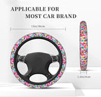 Thickened Elastic Steering Wheel Cover, Geometric Triangle Pattern Ultra, Soft, Breathable, Fit for Cars, SUVs, Trucks, Stylish Comfortable Grip