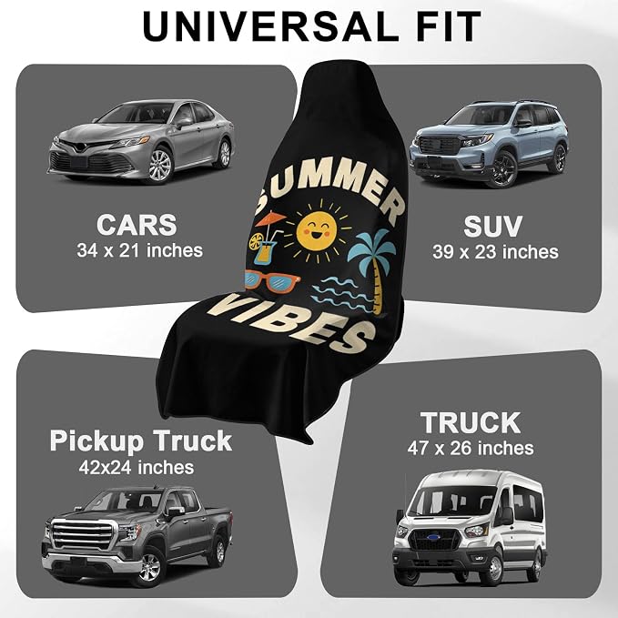 2 Pack Car Towels Seat Cover with Storage Bag, Multifunctional Microfiber Towel for Gym Outdoor Sport Running,Picnic, Beach, Pet Dog Travel,Fits Car SUV Truck (Summer Vibes)