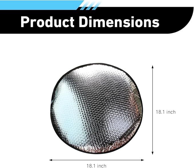 Car Steering Wheel Sun Shade, 18.1" Sun-proof Anti-aging Steering Wheel Sun Cover, Edge-locking Heat-insulated Fully Wrapped Protector, Universal for Most Cars (Silver)
