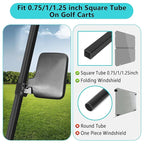 Golf Cart Mirror No Drilling Side Mirrors Universal for Yamaha, Club Car, EZGO, Folding Side Rear View Mirrors Adjustable 180 Degree HD Glass