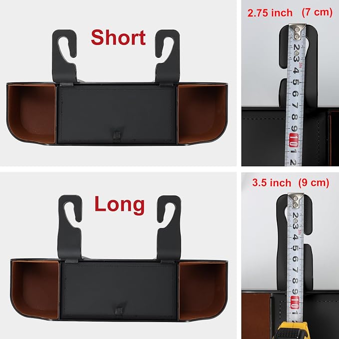 2-Pack Replacement Hook Parts Specifically for Car Seat Headrest Cup Holders Organizer - for Replacement When Damaged or Broken.(Black, Long / 3.54 inch / 9 cm)