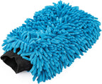 Premium Chenille Microfiber Knobby Wash Mitts - Perfect for Car Washing and Detailing; Scratch-Free, Lint-Free, Double-Sided, Plush, and Absorbent; Lime Green + Blue (2-Pack)