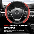 Universal Fit Carbon Fiber Steering Wheel Cover, Segmented Steering Wheel Protector, Carbon Fiber Anti-Skid Steering Wheel Cover Car Interior Accessories (2 Pcs Red)