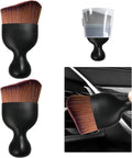 2 PCS Car Detailing Brush, Curved Soft Bristles Auto Removal Dust Collectors, Universal Vehicle Dashboard, Air Conditioner Vents etc Interior Cleaning Tool Accessories (Dark Brown)