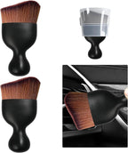 2 PCS Car Detailing Brush, Curved Soft Bristles Auto Removal Dust Collectors, Universal Vehicle Dashboard, Air Conditioner Vents etc Interior Cleaning Tool Accessories (Dark Brown)