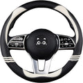 Cute Steering Wheel Cover for Women, Pu Leather with Anti-Slip Rubber Ring, Steering Wheel Protector for Men, Universal Fit 14.5-15 inches for Cars,SUV (Pearl White)