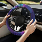Automotive Steering Wheel Covers Universal Fit 14 to 15 inch, Purple Bohemian Flower Steering Wheel Protector with Cloth for Women Keep Warm Comfort Grip Sweat Absorption Neoprene