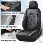 Coverado Front Seat Covers, Waterproof Nappa Leather Anti-Scratch Protectors, Universal Fit for Sedans, SUVs, Pickups, Car Accessories, Waterproof Seat Covers-Black
