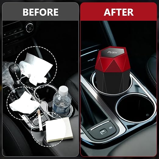 Car Trash Can with Lid - 1-Pack, Interior Accessories for Vehicles, Leakproof Garbage Can with 30 Detachable Trash Bags, Multipurpose Organizers and Storage Solutions for Home and Office