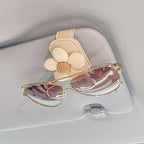 Flower Sunglass Holder for Car Visor – Decorative Sun Visor Clip,Eyeglass Hanger Organizer for Women,Scratch‑Free Glasses Storage Different Size Eyeglasses (Beige Flowers)