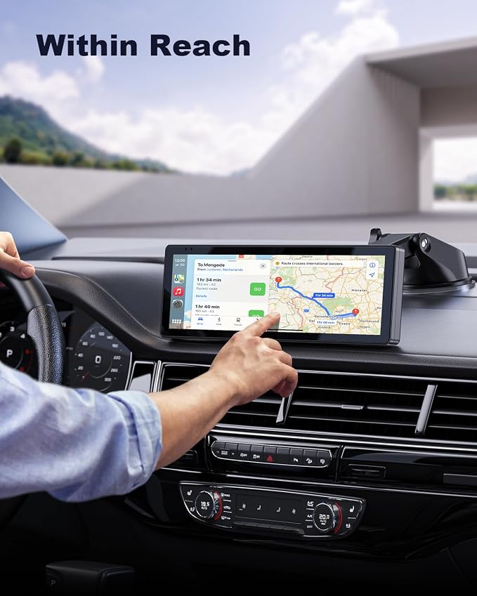 Suction Cup Car CarPlay Screen Mount, Suitable for in-Car Monitors and CarPlay Screens, Tool-Free Installation, Dashboard & Windshield Use, 360° Rotation for Easy Angle Adjustment