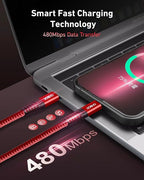 USB C to USB C Cable 60W [2Pack 10FT], USB Type C Fast Charging Cable for Car Durable Braided iPhone USB-C Cable USBC to USBC Cord for iPhone 17/16/15/Pro Max/Plus, Samsung Galaxy S23 and More-Red
