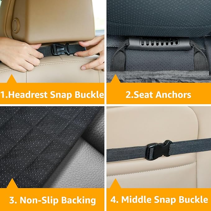 Waterproof Front Seat Car Cover 2 Pack, Full Protection Dog Car Seat Cover with Side Flaps, Nonslip Scratchproof Captain Chair Seat Cover Fits for Cars, Trucks, SUVs, Jeep, Gray (Gray)