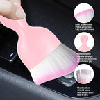 2 PCS Car Detailing Brush, Curved Soft Bristles Auto Removal Dust Collectors, Universal Vehicle Dashboard, Air Conditioner Vents etc Interior Cleaning Tool Accessory (Pink/Pink)