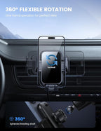 2026 Wider Clamp & Metal Hook Car Phone Holder Vent [Thick Cases Friendly] Phone Holders for Your Car Mount Automobile Hands Free Cradle Air Vent for iPhone 17 16 15 Pro Max Lucite Black