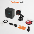 Magnetic Car Phone Mount - Designed Only for MagSafe iPhone 17-12 Series, Orange/Black Data Cable (Random)