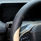 Microfiber Leather Steering Wheel Cover Large-Size for F150 F250 F350 Ram 4Runner Tacoma Tundra Range Rover Model S X with 15 1/2 inches-16 inches Outer Diameter Beige