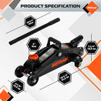 Floor Jack 1.5 Ton (3300 lbs), Hydraulic Trolley Jack with Solid Storage Case, Hydraulic Jack for Car with Single Piston Pump, Portable Car Floor Jack with Lifting Range 5-1/8'' to 12''