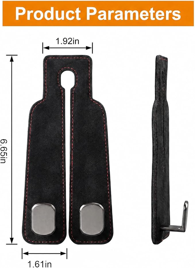 2 Pack Black Headrest Hooks for Car, Heavy Duty Purse Hook Holder Universal Vehicle Storage Organizer for Purses Bags Accessories