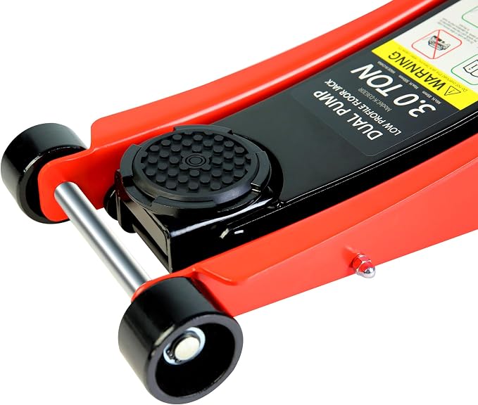 Floor Jack, Professional Heavy Duty Hydraulic Floor Jack, Low Profile Floor Jack, Steel Racing Floor Jack w/2 Piston Quick Lift Pump, Floor Jack Lifting 3.3"-19.7" 3 Ton(6000lb) Capacity Red