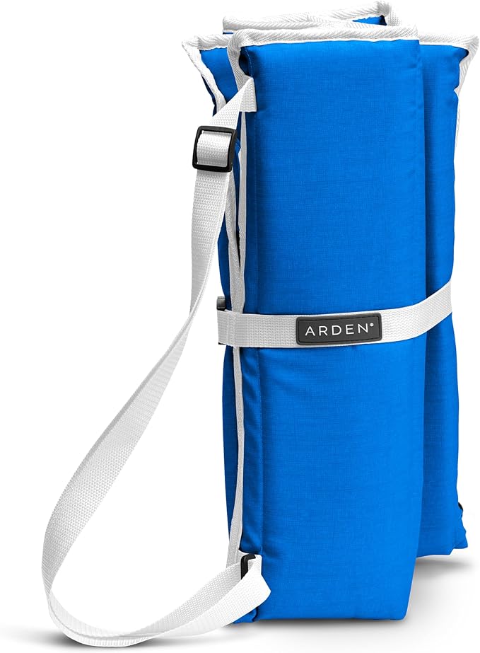 Heated Stadium Seat, Foldable, Lightweight with Carrying Strap, Foam Cushion for Comfort, Adjustable, Back Support, Multi-Functional Use As Stadium Seat or Seat Pad, Royal Blue/White