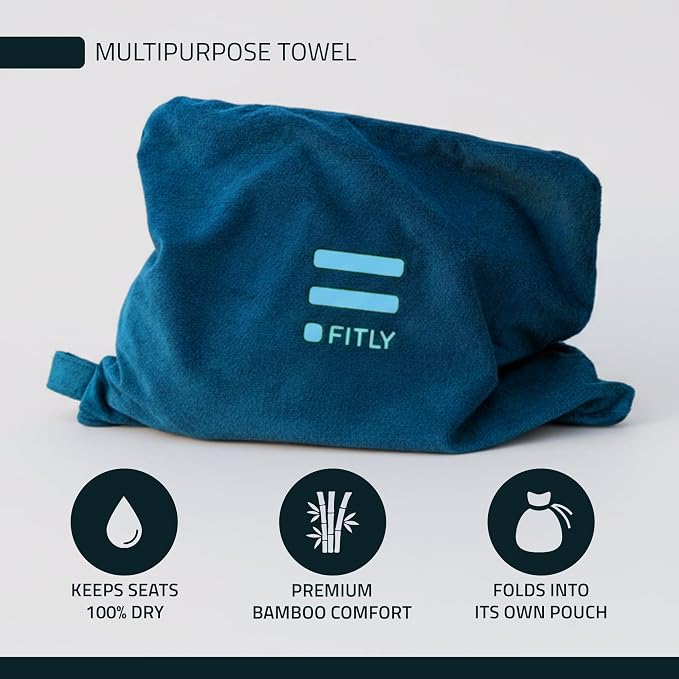 3-in-1 Multipurpose Towel - Bath Towels and Waterproof Car Seat Protector, Absorbent Gym Towel Cover After Workout for Yoga, Swimming, Camping, Beach - Microfiber Cover & Car Accessories - Blue