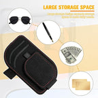 Car Sun Visor Organizer, Multi-Pocket Vehicle Sunglass Card Holder with Pen Slot, Automotive Interior Sunshade Glasses Storage Organizer, Universal Fit (Black)
