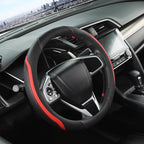 Car Steering Wheel Cover, Leather Steering Wheel Cover Red Universal 14.5-15 Inch Microfiber Leather Anti-Slip Breathable Auto Steering Wheel Covers for Men Women (Black&Red)