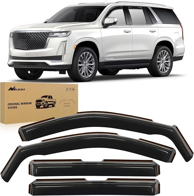 in Channel Rain Guards for Chevy Tahoe/GMC Yukon/Cadillac Escalade 2021 2022 2023 2024 2025 2026 Window Deflectors Vent Visors, Keep Rain Out & Reduce Wind Noise, 4PCS