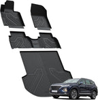 Floor Mats & Cargo Mats Fits for Hyundai Santa Fe 2020 2019 (Not fit 2019 Santa Fe XL) All Weather TPE Custom Fit Floor Liners Car Mats & Trunk Mats Accessories, Black