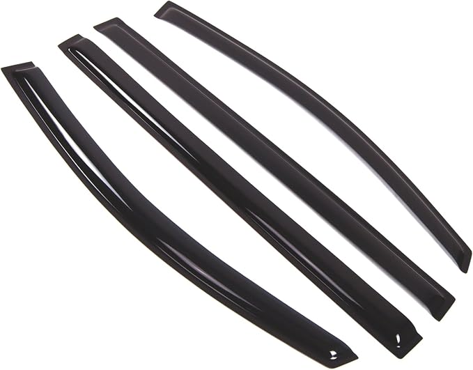 WD2-446B Dark Smoke 4 Pcs Set Window Visor (Outside Mount) Deflector Rain Guard Compatible with 2017-2018 Toyota Sienna