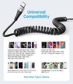 USB Type C Cable Fast Charging, 2Pack 5ft Coiled USB A to USB C Charge Cable for Car Android Auto Charging Cord Compatible with iPhone 17/16/15/Plus/Pro/Samsung Galaxy S20 S10 and More USB C Devices