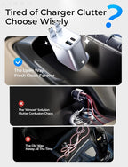 Retractable Car Charger for iPhone, for iPhone 17 Pro Max 16 15 14 13 12 Plus Mini, Cute 4 in 1 Retractable USB C Car Charger Fast Chareg for Women Men, 84W Fast Charging Car Accessorie | Multiple Ports Car Charger, Retractable Car Charger Fast C...