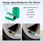 Aluminum Tire Stem Valve Caps Wheel Valve Covers Car Dustproof Tire Cap Cover Accessories, Universal for SUV, Car, Bike and Motorcycle, Hexagon Shape (4PCS Green)