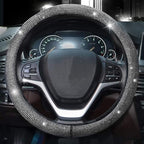 Steering Wheel Cover for Women Men Bling Bling Crystal Diamond Sparkling Car SUV Wheel Protector Universal Fit 15 Inch (Black with White Diamond,Standard Size(14" 1/2-15" 1/4))