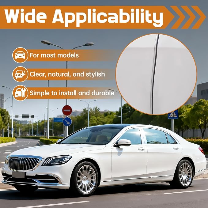 RAINFLOW Car Door Edge Guards - 16.4Ft(5M) Car Door Protector,Rubber Seal Protector U Shape Edge Trim Fits Most Vehicles, Trucks SUVs Sedans,Self-Adhesive,Easy to Cut,DIY Installation Clear