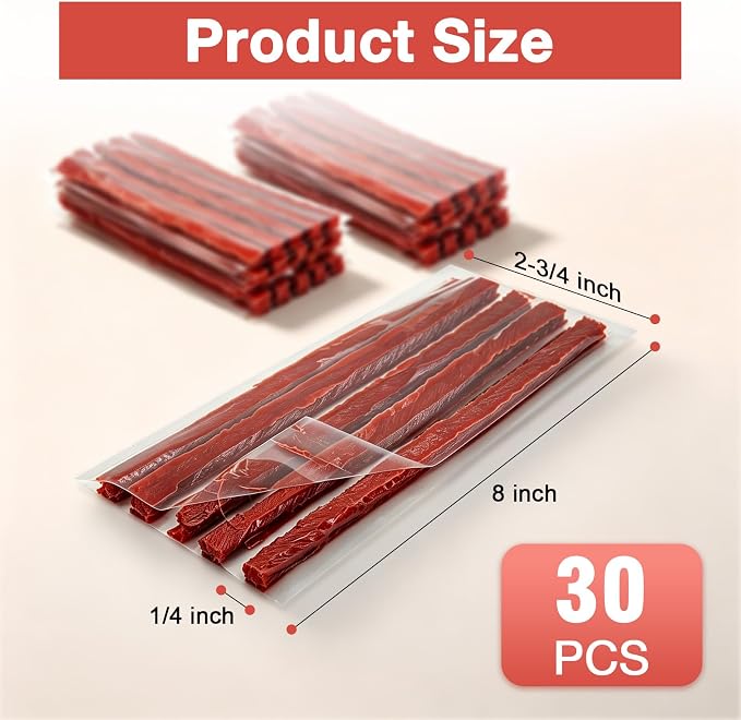 Sixzoo 30 PCS Tire Plugs Heavy Duty, 8" X 0.24" Tire Repair Plugs, Rubber Tires Plug, Tires Repair Strings for Tubeless Puncture Car, RV, SUV, ATV, Motorcycle, Truck,Tractor (Brown)