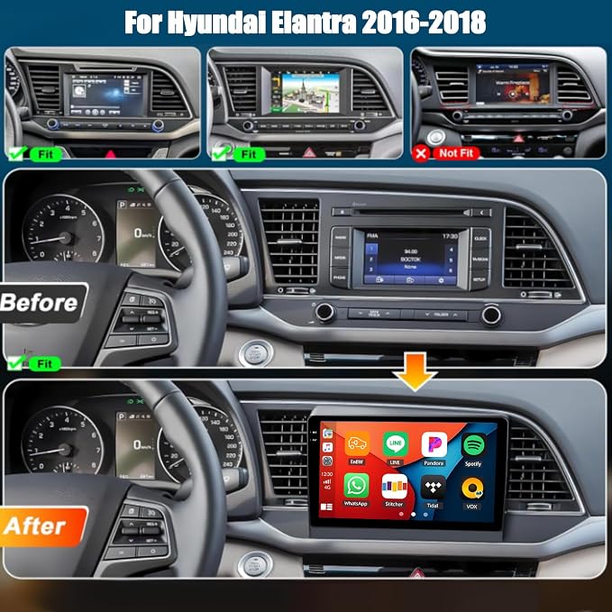 [6+128G] 8-Core Android 15 Car Stereo for Hyundai 2016-2018 with Wireless Carplay&Android Auto,9 Inch Car Radio with Mirror Link Bluetooth FM/RDS WiFi GPS SWC Dual USB+AHD Backup Camera