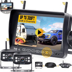 RV Backup Camera Wireless Recording 2 Cameras - Plug and Play Pre-Wired for Furrion System Night Vision 4 Channels HD 1080P 7'' Touch Key Monitor Rear View Camera for Trailer/Trucks/Camper Y28