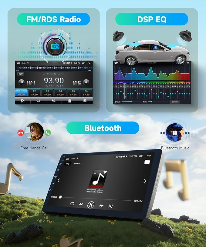 8 Core 6G+128G Android 15 Car Stereo for Toyota Corolla 2009-2013, AI Noise Reduction, Wireless Carplay Android Auto 9 Inch IPS GPS 5G-WiFi DSP FM RDS, Bluetooth 5.0 SWC HD Backup Camera