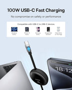 USB C to USB C Cable, 100W Retractable USB C 5A Fast Charging Cable, 4-Stage Length Preset USB Type C Charger Cord for iPhone 17 16 Pro Plus Pro Max, MacBook, iPad, Samsung S24/S23+ (3.3ft)