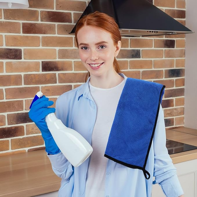 80 Pcs Blue Microfiber Towels: 16"x16" Microfiber Drying Towels Bulk Micro Fiber Car Cleaning Cloth for Cars Drying Washing Polishing Cleaning Household Supplies