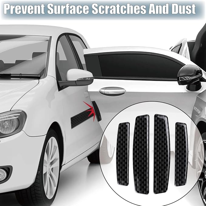 4PCS Universal Car Side Door Edge Guards Protector Real Carbon Fiber Door Edge Guard Protector Trim Molding Crash Scratch Protector Bumper Guard Protector Sticker Anti-Collision Strips