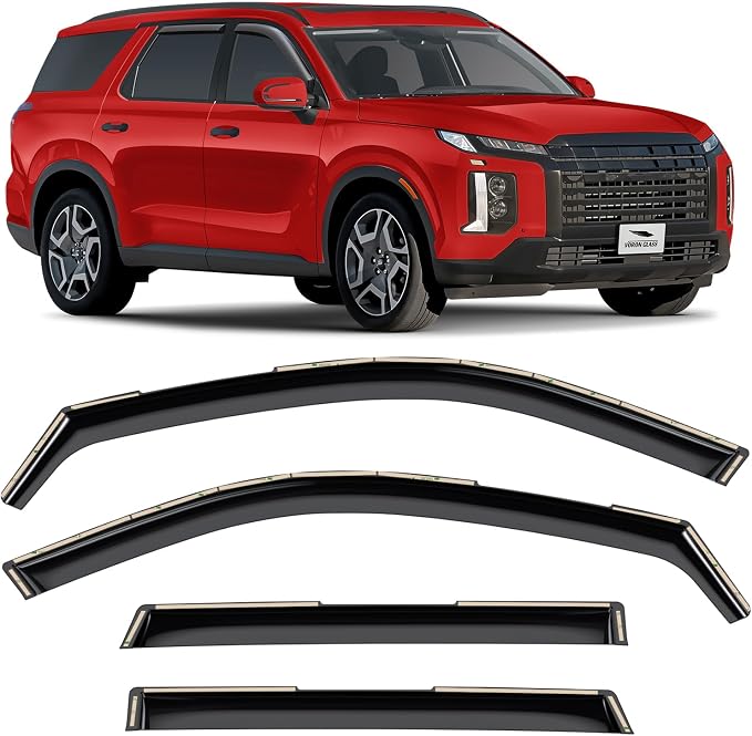 Voron Glass in-Channel Extra Durable Rain Guards for Hyundai Palisade 2020-2025, Window Deflectors, Vent Window Visors, 4 Pieces - 200927