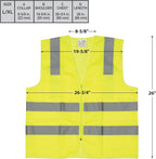 W1580 High-Visibility Reflective Safety Vest, Chest Pockets, Zip Closure, Neon Yellow